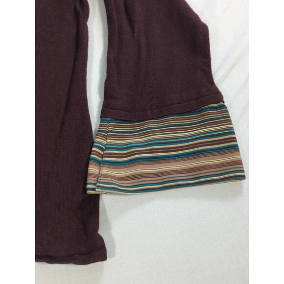 Covington Petite M Layered Look Top Brown Striped Collar Cuffs V Neck Rayon - Picture 4 of 11